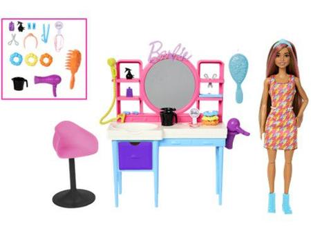 Barbie - Boneca Totally Hair com conjunto de jogo e cabeleireiro