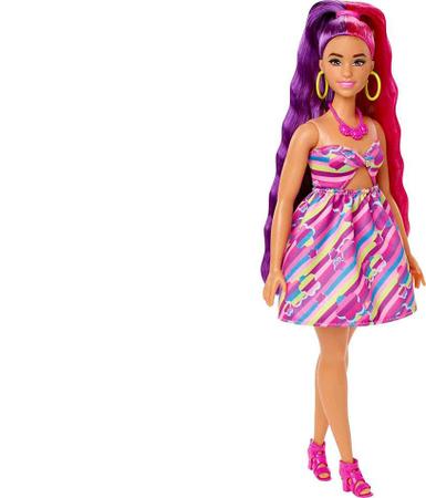 Boneca Barbie Totally Hair Vestido de Flores - Pirlimpimpim Brinquedos