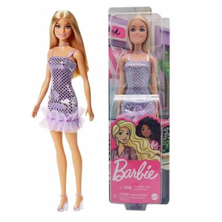 Boneca Barbie Vestido Glitter Loira T7580 - Original Mattel