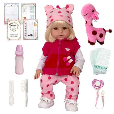 Boneca Bebe Reborn Silicone Girafinha Menina 48cm Realista - Chic