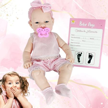 Boneca Com Tiarinha Dolls Collection Reborn Roupa Pink - SuperToys