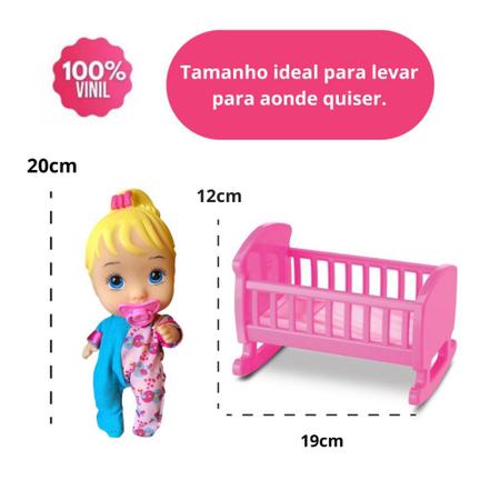 Imagem de Boneca Bebê Baby Alive Little Dolls Brinquedo Menina Bercinho Chupeta