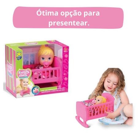 Imagem de Boneca Bebê Baby Alive Little Dolls Brinquedo Menina Bercinho Chupeta