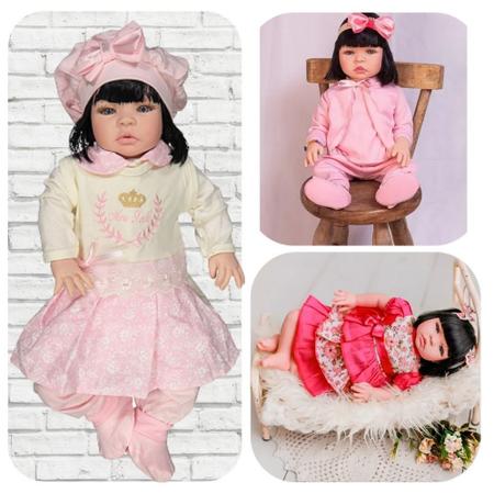 Boneca Bebê Reborn Realista Ellen Rosa Cegonha Dolls Menina Morena Com 53cm  E 22 Itens em Promoção na Americanas