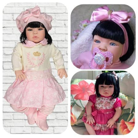 Boneca Bebê Reborn Realista Ellen Rosa Cegonha Dolls Menina Morena Com 53cm  E 22 Itens em Promoção na Americanas