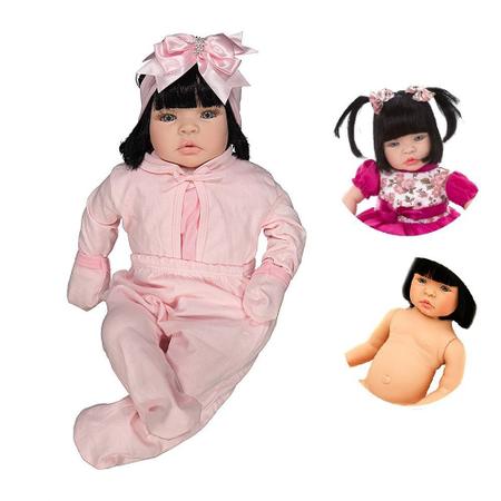 Boneca Bebe Barata Reborn Morena Baby Dolls Super Linda Rosa - Chic Outlet  - Economize com estilo!