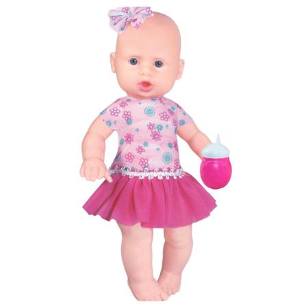 Imagem de Boneca Bebê Faz Xixi Com Mamadeira Articulada Em Vinil 28cm Para Meninas Brinquedos Sid-Nyl