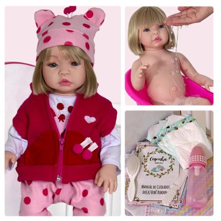 Boneca Bebe Reborn Silicone Girafinha Girafa Loira Menina - Chic