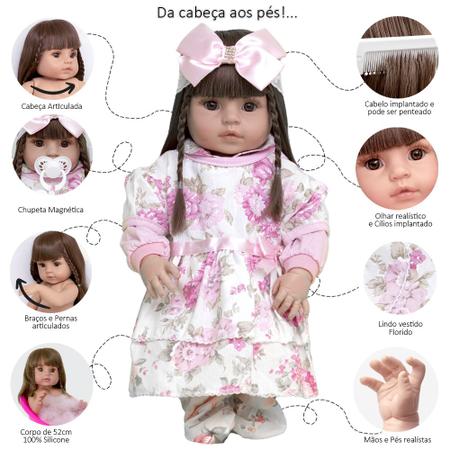 Boneca Bebê Realista Reborn Silicone Itens Frete Grátis