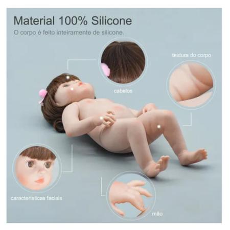 Boneca Bebê reborn menina 100% silicone pode dar banho criança presente  Original (Girafa Boneca 48cm)