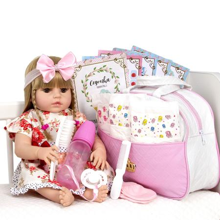 Boneca Reborn Roupa Rosa Menina Silicone + Enxoval Completa - Cegonha Reborn  Dolls - Boneca Reborn - Magazine Luiza