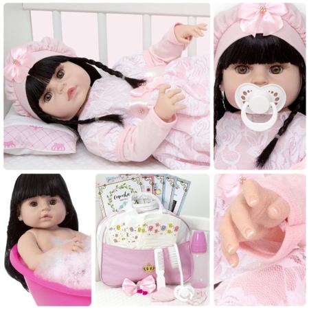 Bebê Reborn Realista Negra 52cm Toda de Silicone + Enxoval - Cegonha Reborn  Dolls - Bonecas - Magazine Luiza