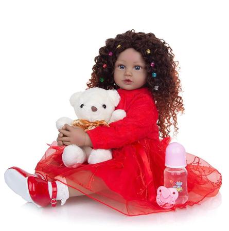 Boneca Bebê Reborn 60Cm Juliana morena + pelucia - LUMEN IMPORTADOS