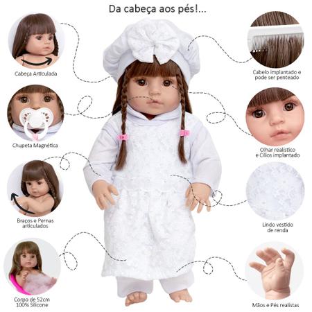 Bebê Reborn Realista Negra 52cm Toda de Silicone + Enxoval - Cegonha Reborn  Dolls - Bonecas - Magazine Luiza
