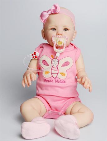Boneca Bebê Reborn Abigail Sorrindo 48cm Corpo de Silicone Mundo Kids