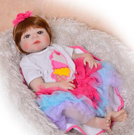 Boneca Bebê Reborn Keiumi Gatinha De 55cm 100% Silicone - BRASTOY 47178 -  Canaltech Ofertas