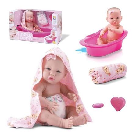 Boneca Bebê Reborn New Born Banho vem com ducha Divertoys - Babu Brinquedos