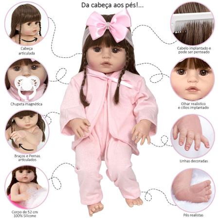 Boneca Bebê Reborn Barata Recem Nascida Banho 20 Acessórios - Cegonha Reborn  Dolls - Bonecas - Magazine Luiza