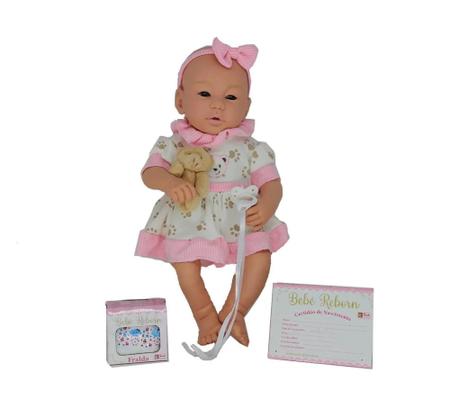 Boneca Bebê Reborn - Menina - Rosa - 39 cm - Brink Model -  superlegalbrinquedos