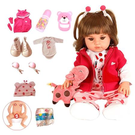 Boneca Bebê Reborn Menina Toda Silicone Pode Dar Banho 55 Cm em Promoção na  Americanas