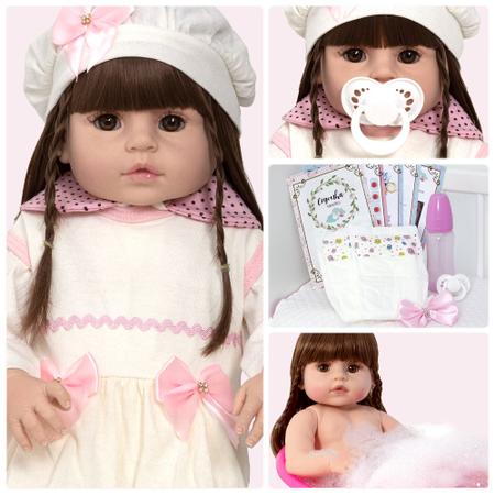 Bebe Reborn Princesa Silicone + Carrinho De Passeio Luxo