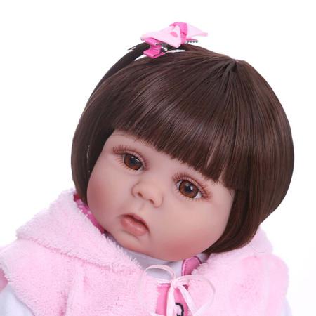 Boneca Bebe Reborn Laura Baby menina 55 cm corpo todo silicone Tiara de  gatinho