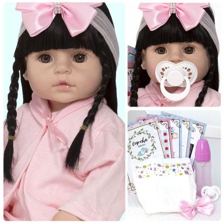 Boneca Reborn Bebe Menina 52cm Realista Silicone Enxoval - USA Magazine