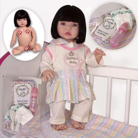 Boneca Bebê Reborn Corpo Silicone 20 Itens Bolsa Maternidade