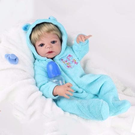 Bebe Reborn Menino 100% Silicone 57 Cm - Bento Loiro - Full