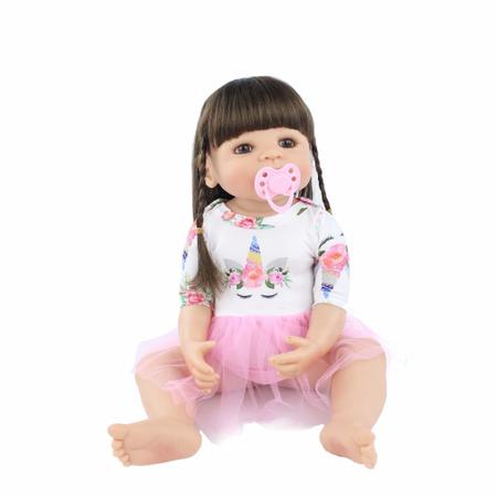 Imagem de boneca bebe reborn corpo vinil silicone com 55cm