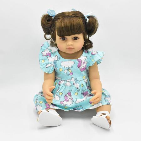 Boneca bebe reborn corpo de pano com 42cm roupa elefantinho dominio imports