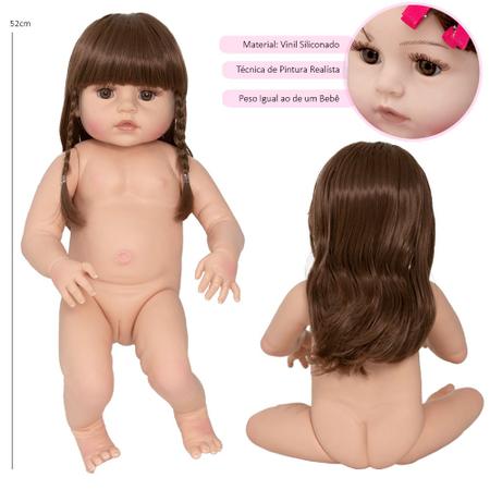 Boneca Original Bebê Reborn Realista Menina Negra 55CM Com Acessórios e  Certificado