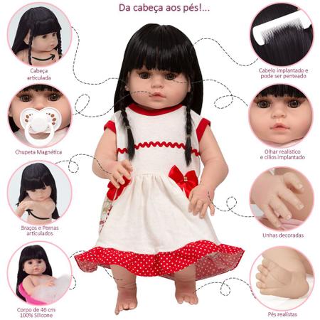 Bebe Tipo Reborn Princesa Morena Fofinha Com 12 Acessórios no Shoptime