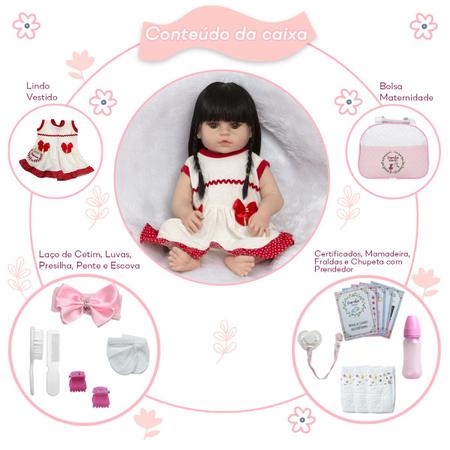 Boneca Bebe Reborn Fofinha Princesa 46cm Com Kit Acessórios