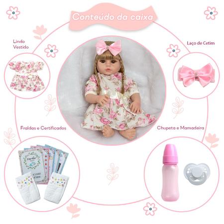 Boneca Bebê Tipo Reborn Realista - Kit Acessórios Chupeta Ma - Sidnyl -  Bonecas - Magazine Luiza