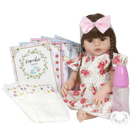 Bebe Reborn Infantil Gatinha Morena Fofinha Com Acessórios no Shoptime