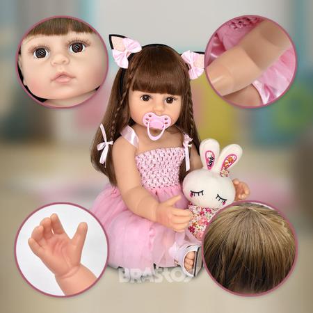 Boneca Bebê Reborn Gatinha Realista Brastoy 100% Silicone Conjunto de Roupa  Chupeta Mamadeira e Pelúcia - Boneca Reborn - Magazine Luiza