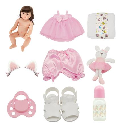 Boneca Bebê Reborn Realista Brastoy Silicone Conjunto de Roupa Chupeta  Mamadeira e Acessórios - Bonecas - Magazine Luiza