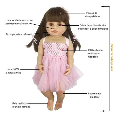 boneca bebe reborn morena 48cm full silicone - dominio imports - Boneca  Reborn - Magazine Luiza