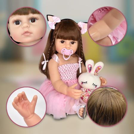 boneca bebe reborn morena 48cm full silicone - dominio imports - Boneca  Reborn - Magazine Luiza