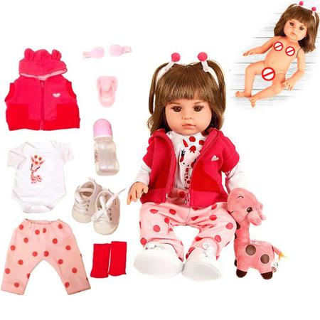 Boneca Bebê reborn menina 100% silicone pode dar banho criança presente  Original (Girafa Boneca 48cm) : : Brinquedos e Jogos