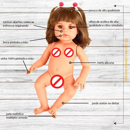 Boneca Bebê Reborn Girafinha Menina Silicone 48cm Olhos Cast - Cegonha  Reborn Dolls - Boneca Reborn - Magazine Luiza