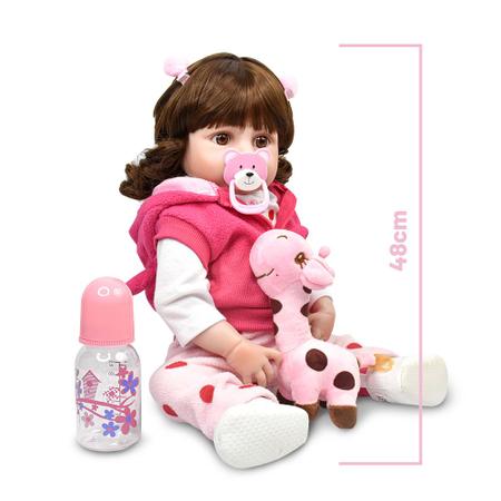 Boneca Bebê Reborn Girafinha Menina 48cm Corpo Silicone - Ri Happy