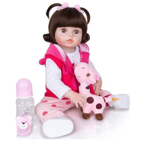 Bebe Reborn Girafinha Boneca 100% Silicone Pode dar Banho em