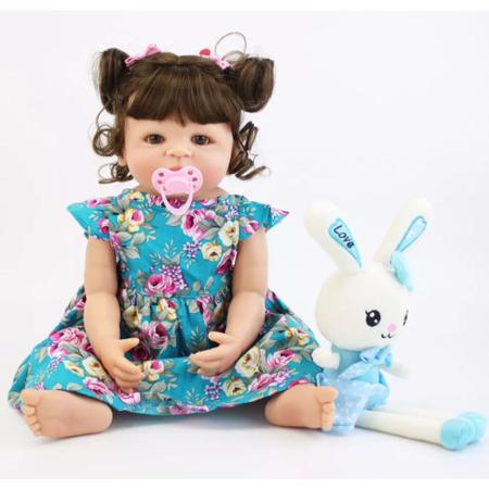 Boneca Bebê Reborn Julia Bunny, 48 cm, Corpo Inteiro de Silicone Macio e  Vinil