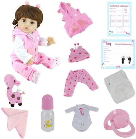 Boneca Bebe Reborn Laura Baby Daylin 18 Infantil 100% Vinil Com Acessórios  - Baby&Kids