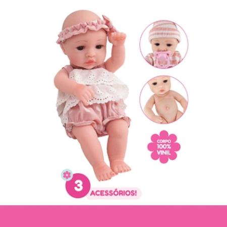 Boneca Bebe Reborn Laura Baby Mini Jolie 100% Vinil-Shiny Toys - Brinquedos  é na Bmtoys
