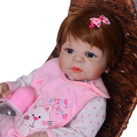 Boneca Bebê Reborn Carol Corpo Inteiro Silicone P/ Dar Banho :  : Brinquedos e Jogos