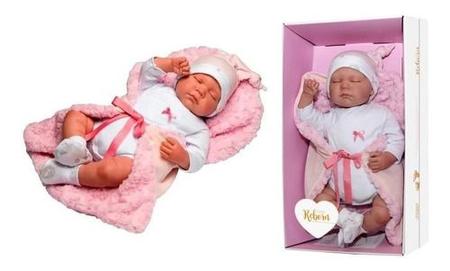 Boneca Bebê Reborn Olho Aberto Baby Brink Roupa Rosa Rosa - Tio Gêra