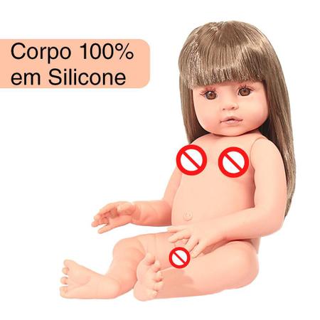 Boneca Bebê Reborn Realista Corpo de Silicone Caixa de Boneca